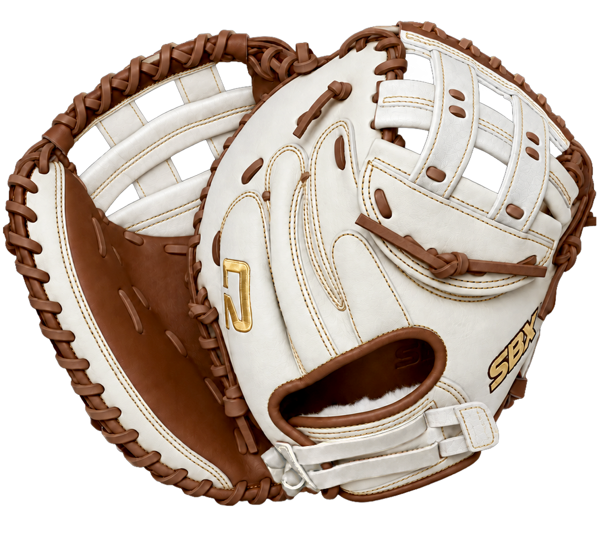 SBX SoftHide M2 Fastpitch Catcher's Mitt - White Brown