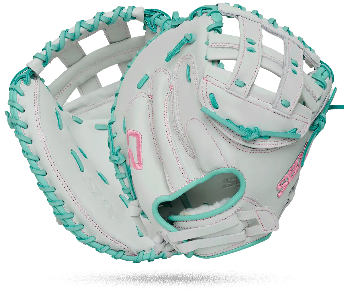 SBX Glacier White M2 SoftHide Elite Series Fastpitch Catchers Mitt